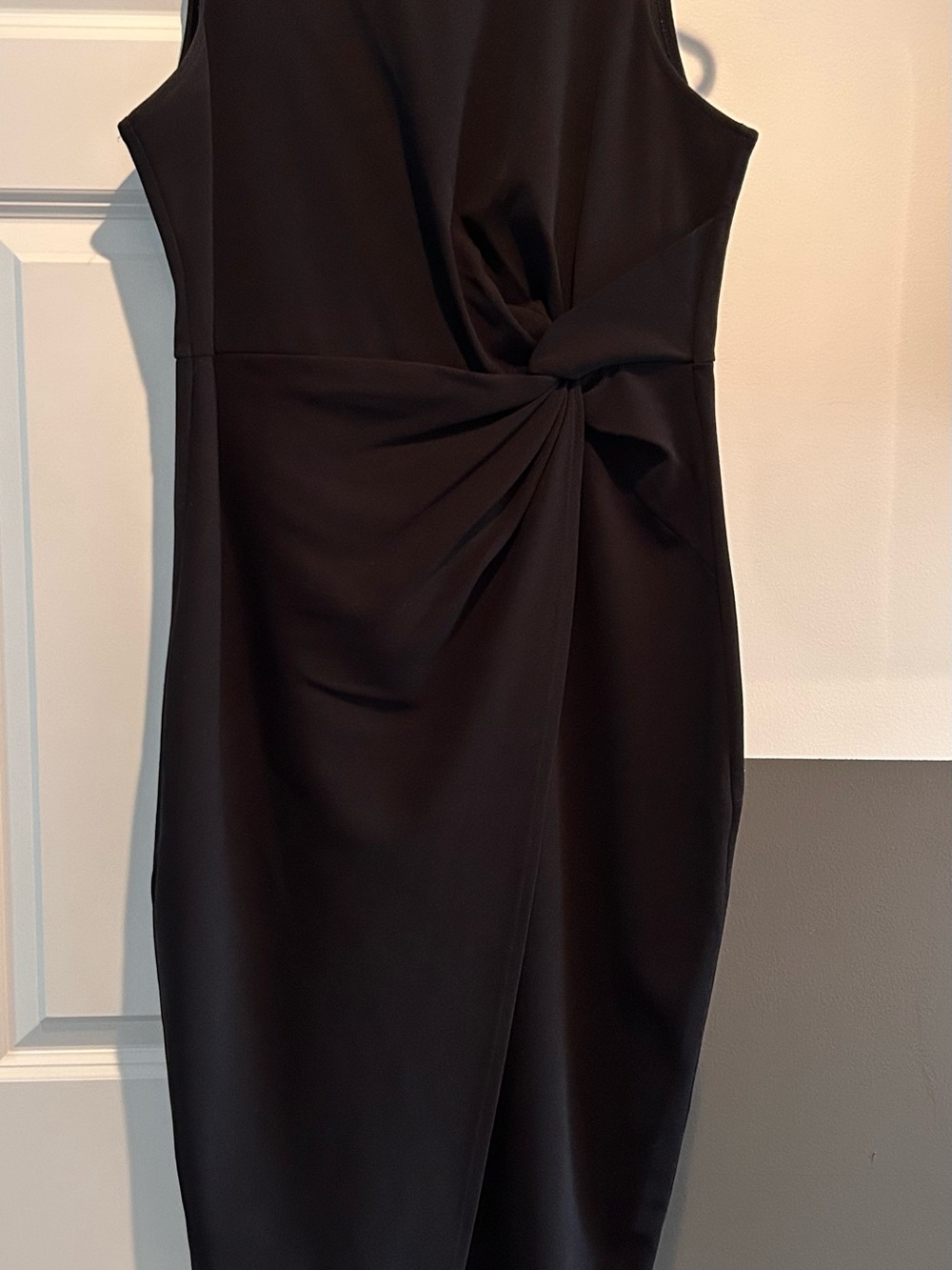 Guess Black Midi Dress with Twist Waist Detail